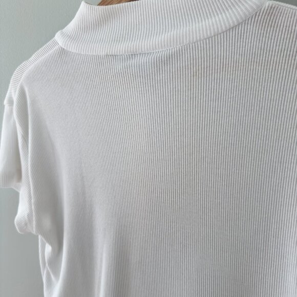 Haband White Ribbed 3-Button Short Sleeve Shirt - Picture 4 of 6